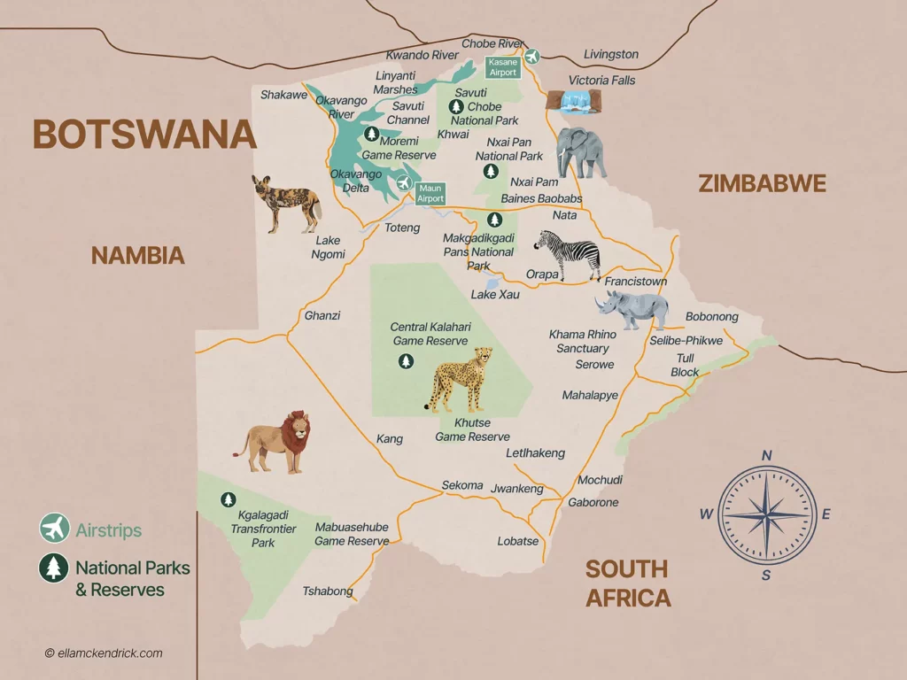 Botswana Safari Map