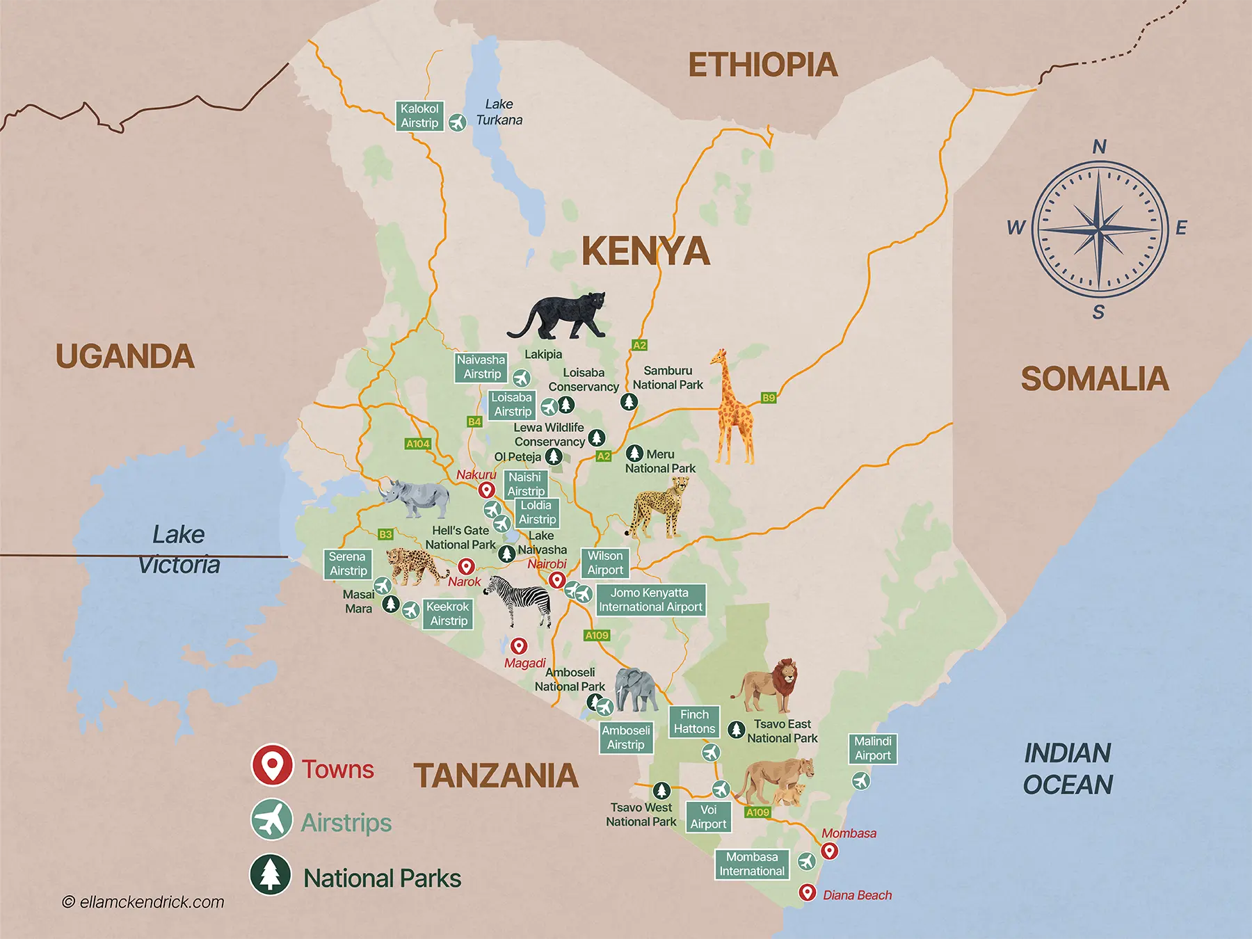 Kenya Safari Map