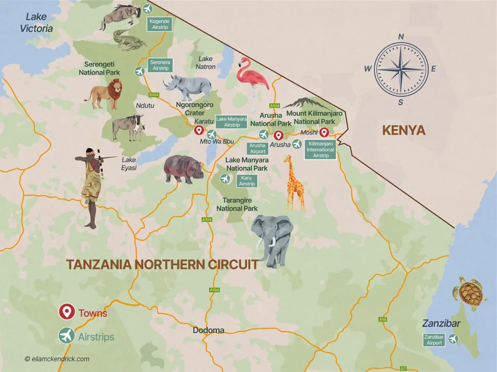 Tanzania Northern Safari Circuit Map