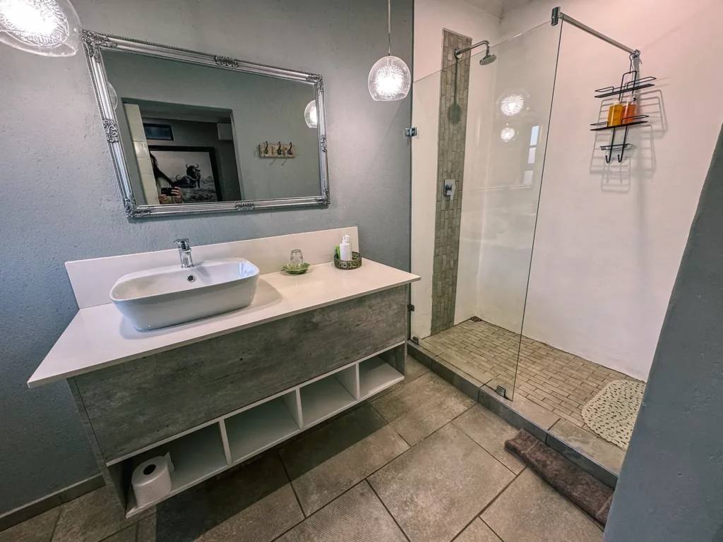 Example mid-range accommodation before and after the safari