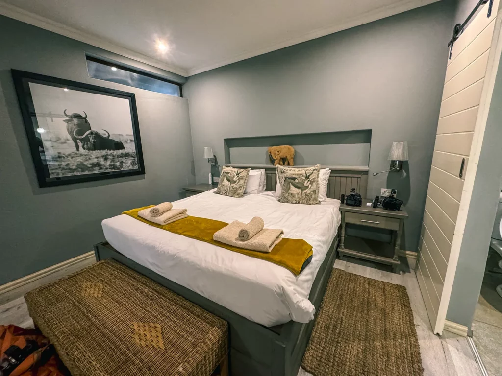 Example mid-range accommodation before and after the safari