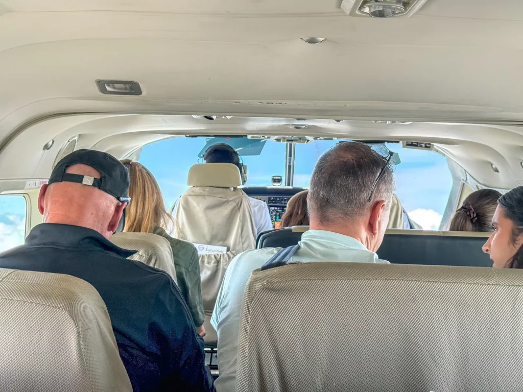 Inside the cockpit of a safari plane as part of a fly-in safari