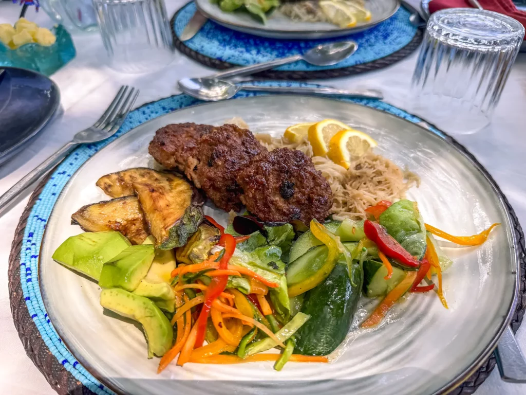 Example meal at luxury safari lodge accommodation