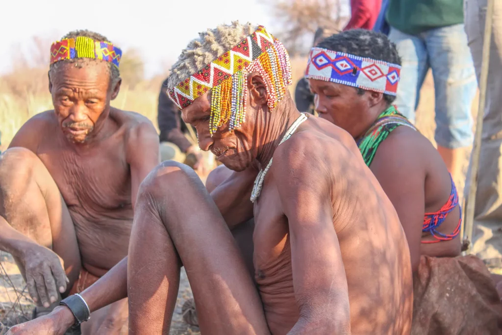 San bushmen elders in the Kalahari Desert