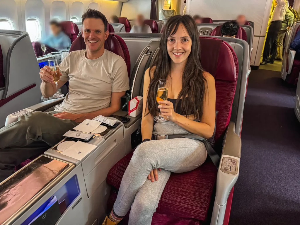 Ella McKendrick Flying Qatar Business Class