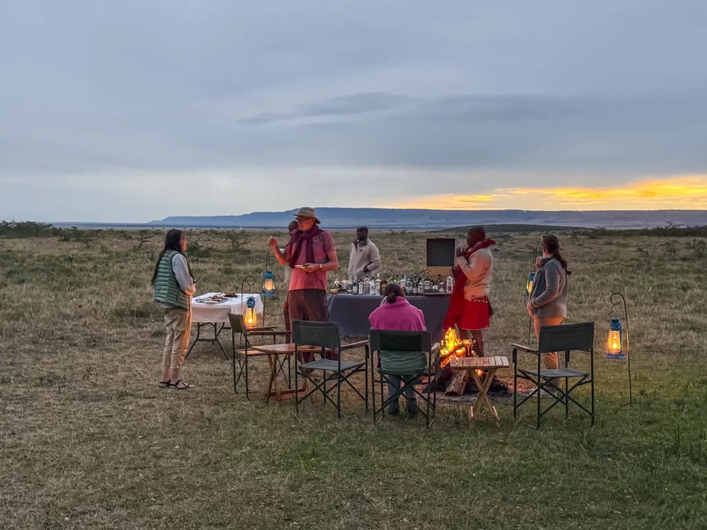 Sundowner and bush dinner, Maasai Mara, Kenya