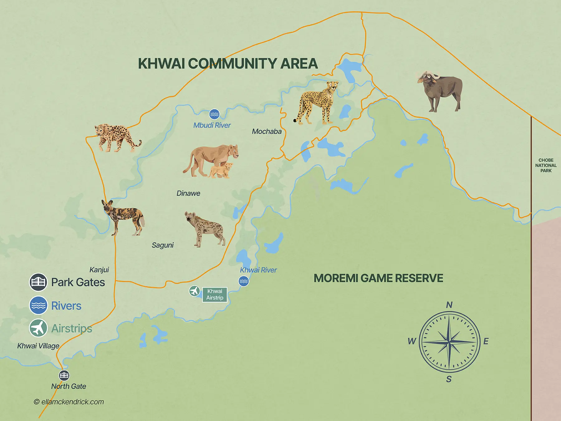 khwai community area safari map