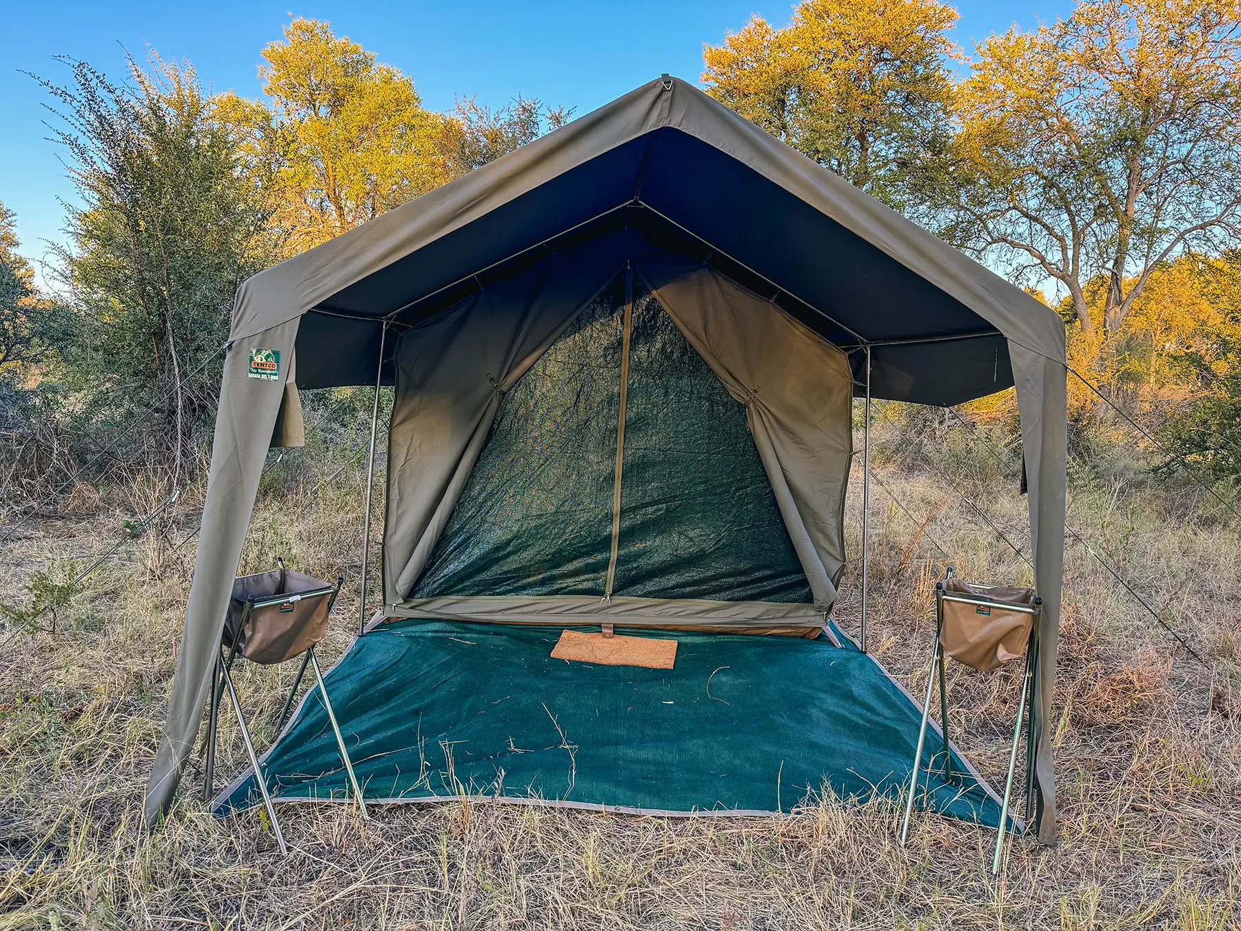 Botswana mid-range safari in luxury mobile tented camp with proper beds and ensuite bathrooms