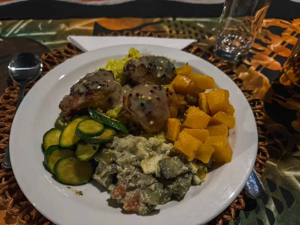 Delicious dinner at our luxury mobile tented camp, Botswana