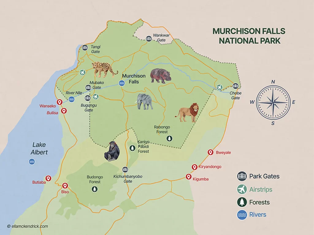 Map of Murchison Falls, Uganda