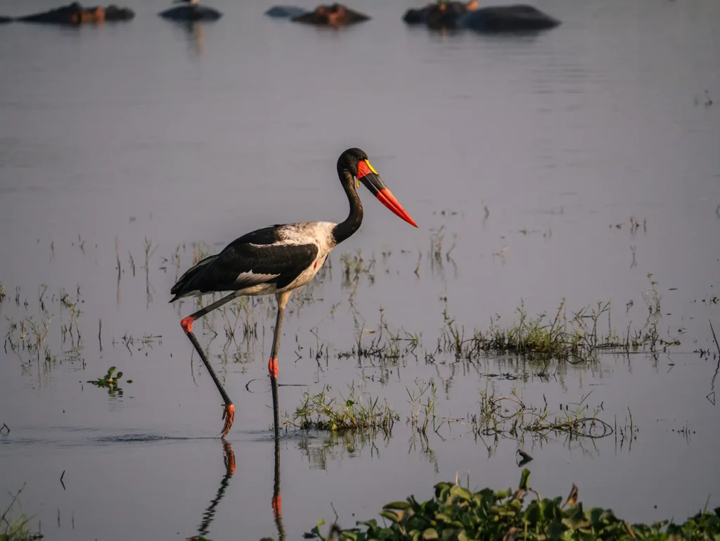 Saddle-billed stalk in Murchison Falls, Uganda