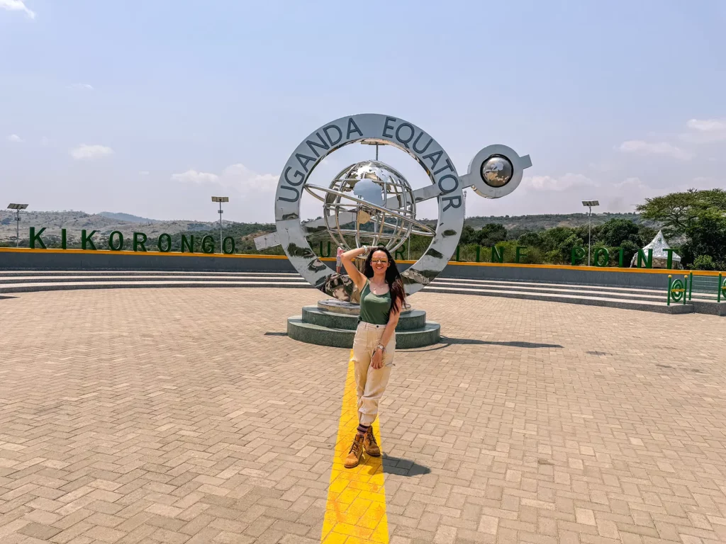 Ella McKendrick at the Uganda equator