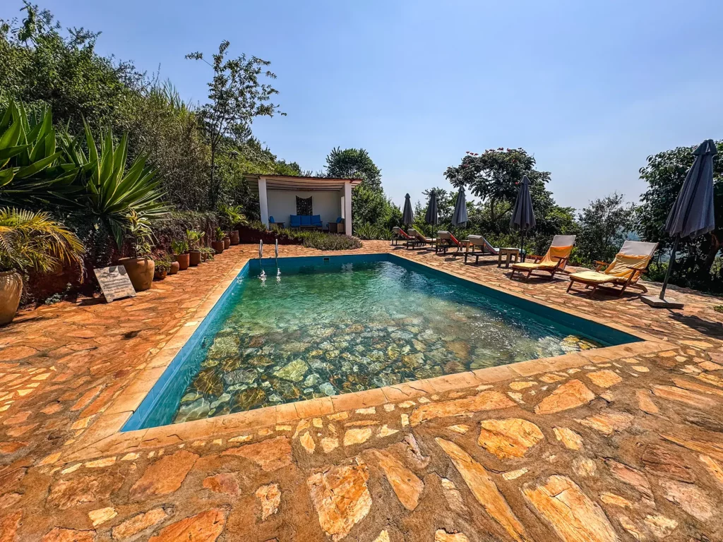 The pool at my mid-range accommodation, Isunga lodge, Kibale Forest, Uganda