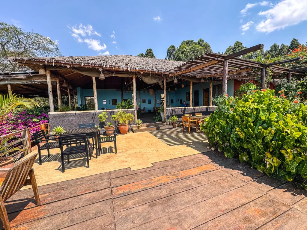 Communal area at mid-range accommodation, Isunga lodge, Kibale Forest, Uganda