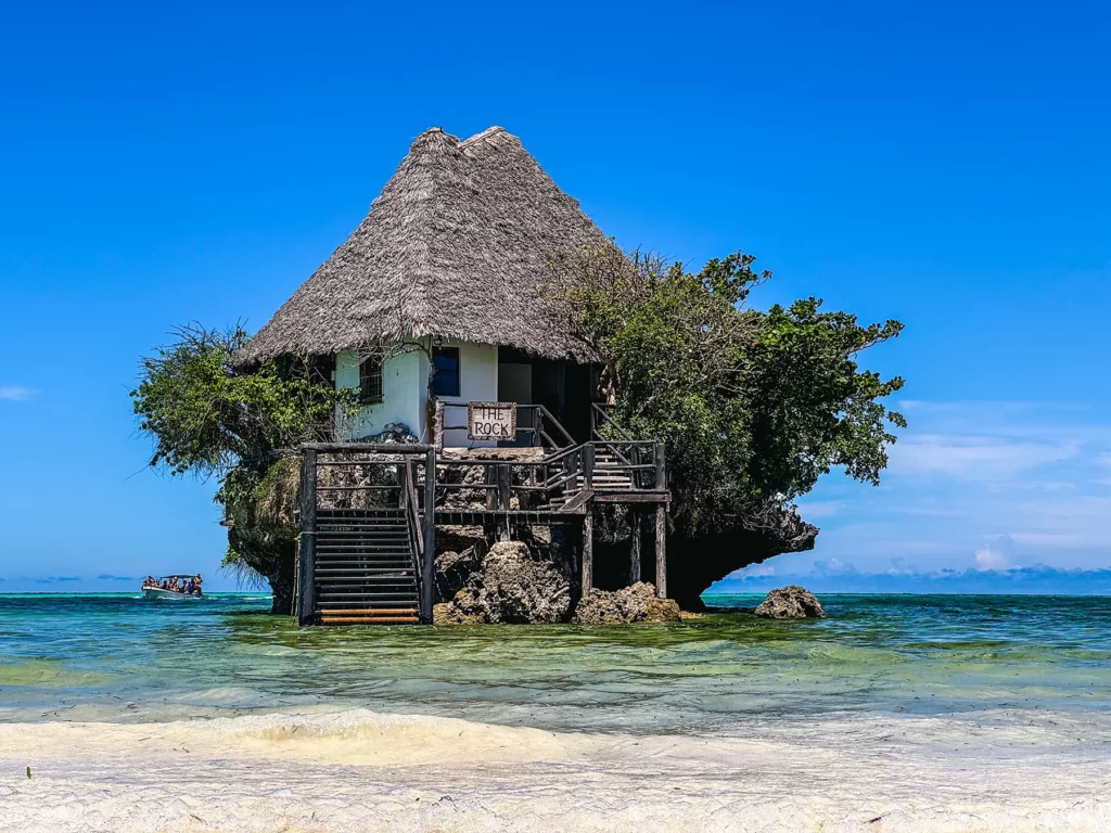 The Rock Restaurant at high tide, Zanzibar