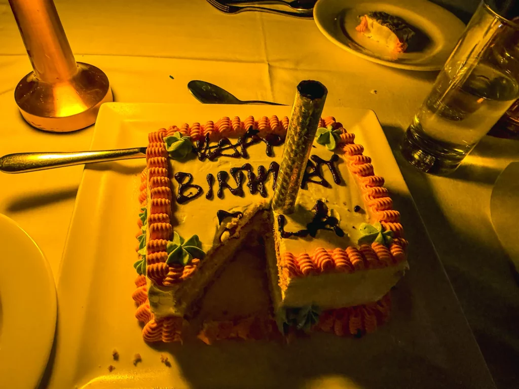 A surprise birthday cake at at Tulia hotel in Zanzibar