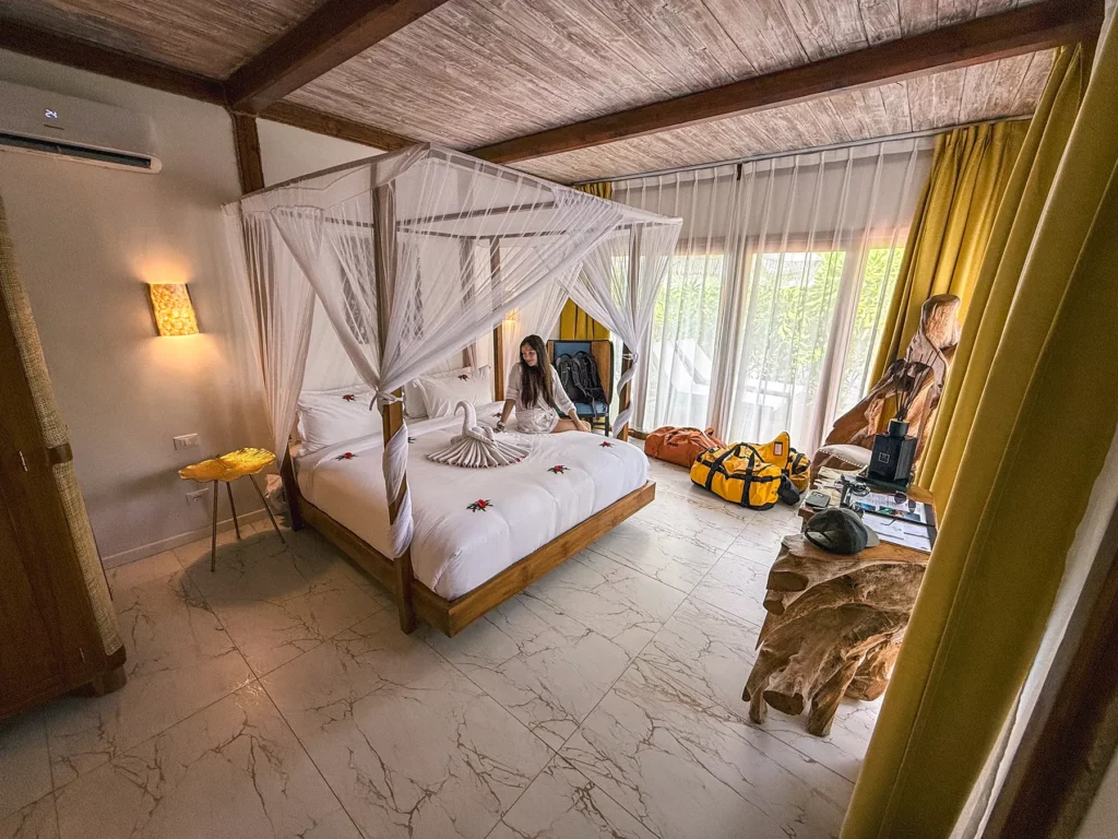 Luxury hotel bedroom in Zanzibar