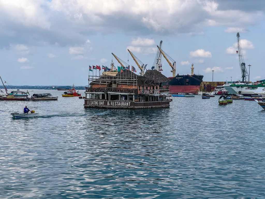 Floating bar and restaurant in Stone Town, Zanzibar