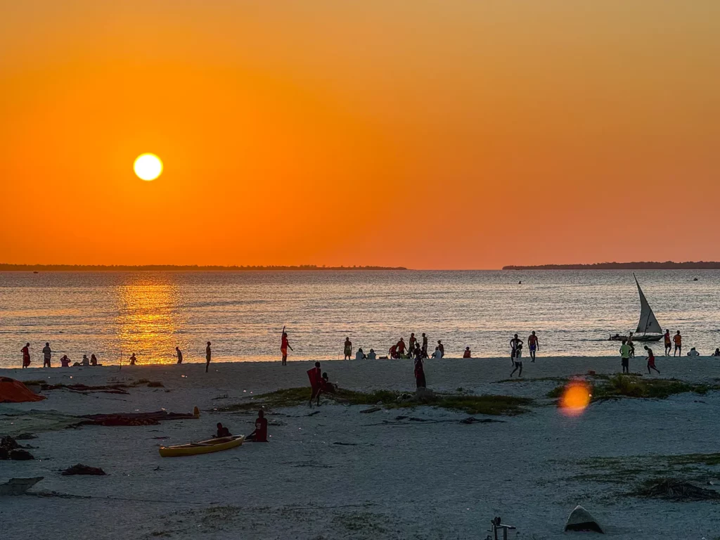 Beautiful sunset on Kendwa beach Zanzibar