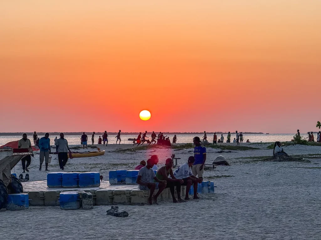 Sunset on Nungwi Beach, located at the northern tip of Zanzibar