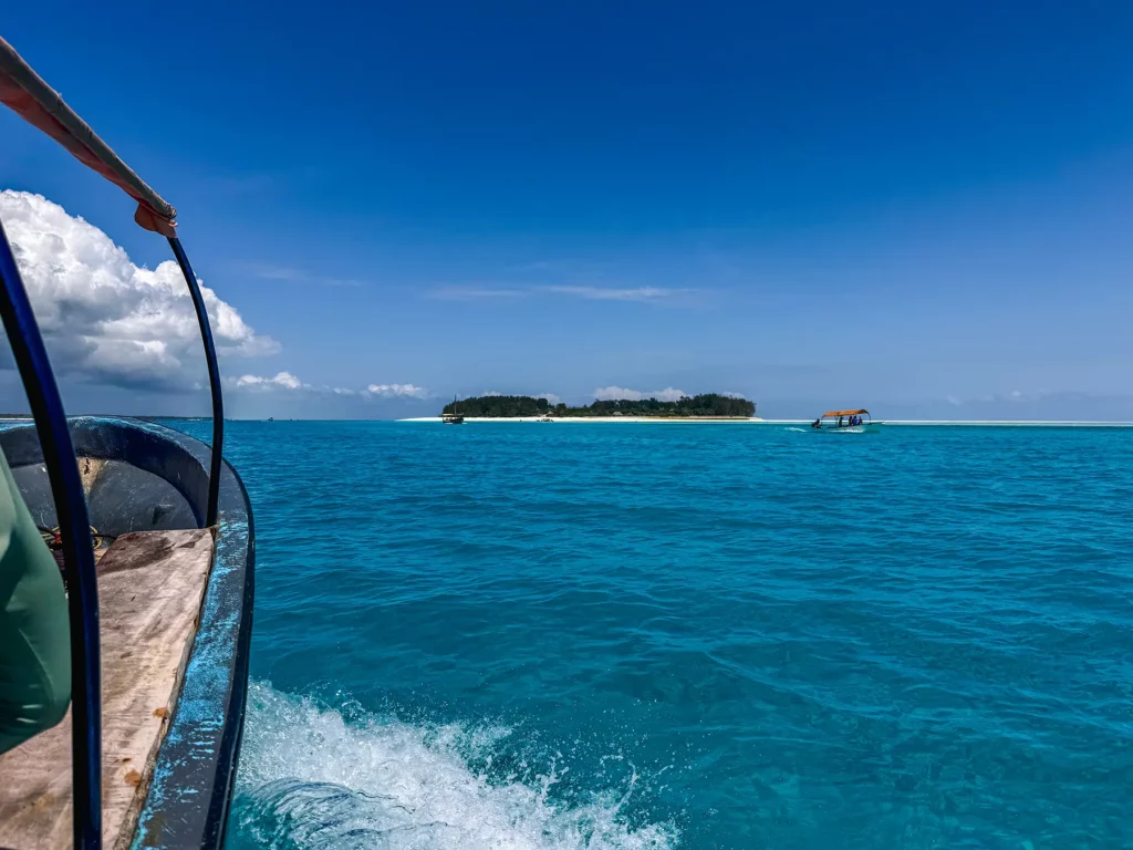On a boat travelling towards Mnemba Island, Mnemba Marine Park, Zanzibar
