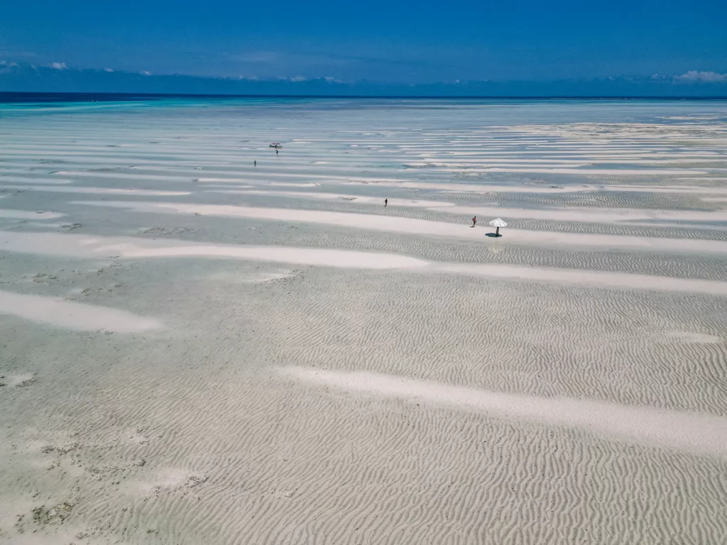 Ella McKendrick on a sandbank in Mnemba Marine Park, Zanzibar