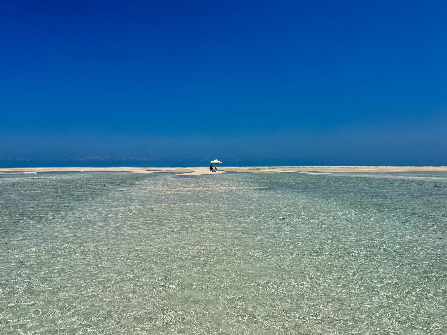 Ella McKendrick on a sandbank, Mnemba Marine Park, Zanzibar