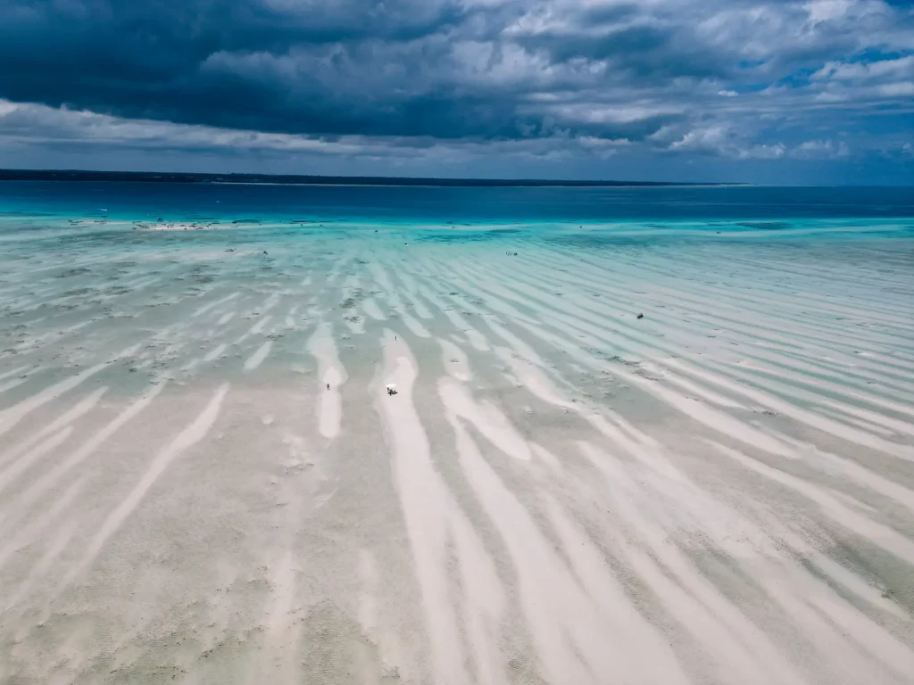 Ella McKendrick on a sandbank near Mnemba Marine Park, Zanzibar