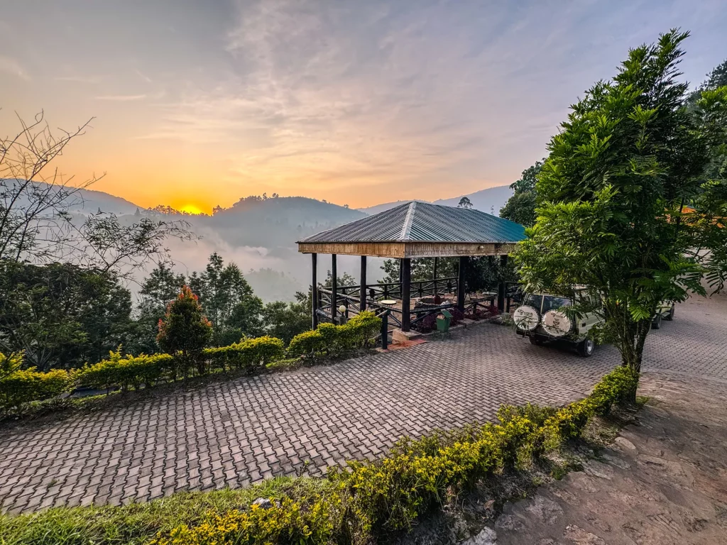 Rushaga Gorilla Lodge with views across Bwindi Impenetrable Forest, Uganda