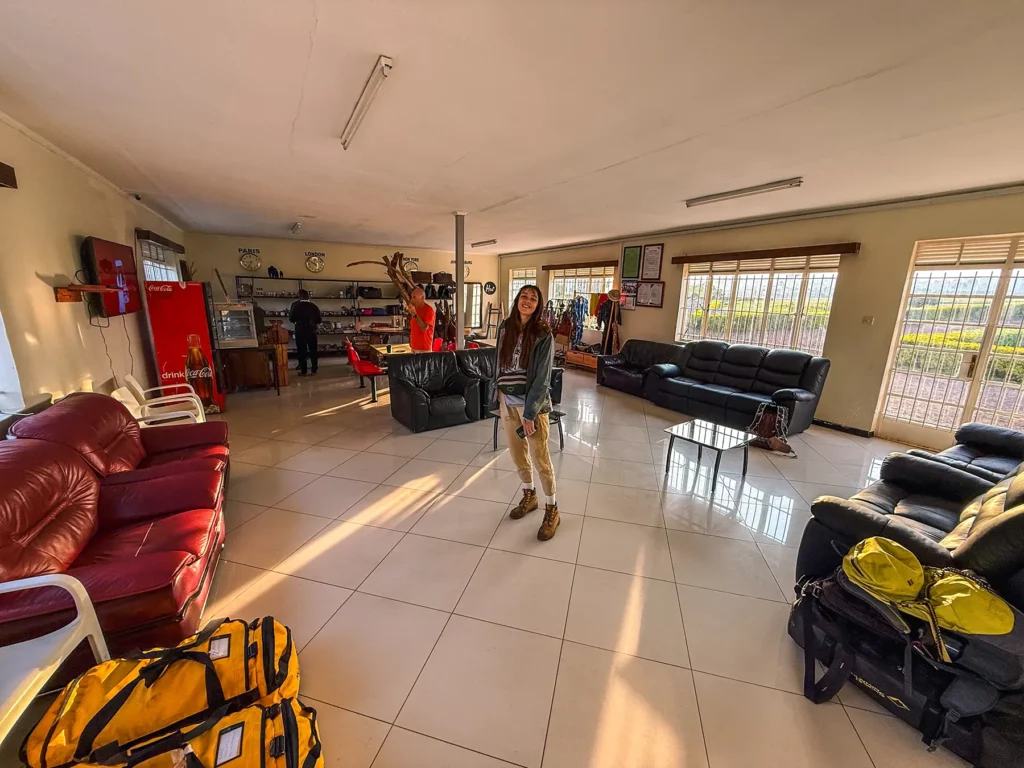 Ella Mckendrick in Kisoro Airport after gorilla tracking in Uganda