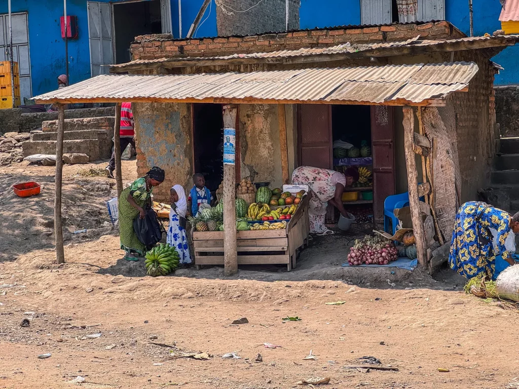 Shop selling fruit and veg near Kampala, Uganda