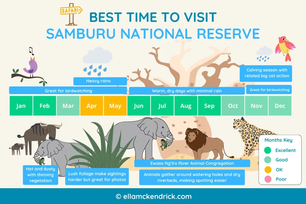 Visual guide showing the best time to visit Samburu, Kenya