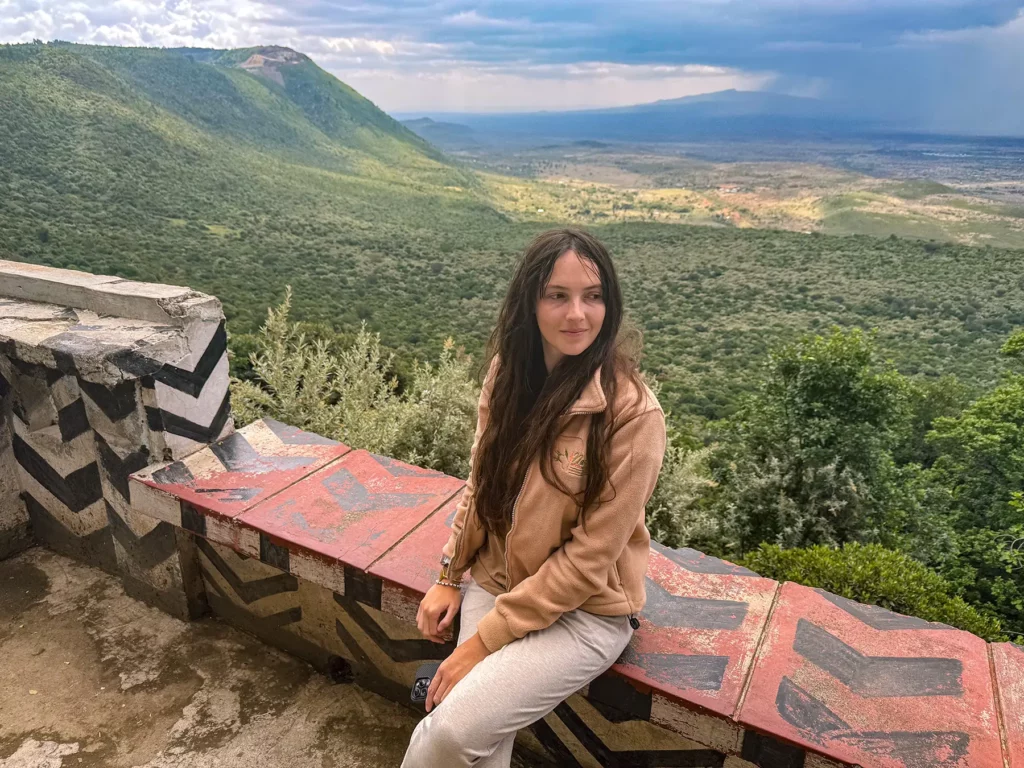 Ella McKendrick at the Rift Valley Viewpoint in Kenya