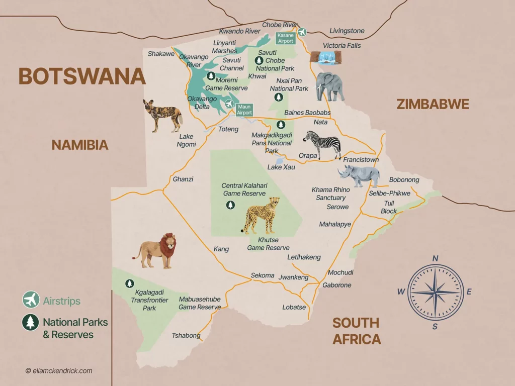 Botswana Safari Map