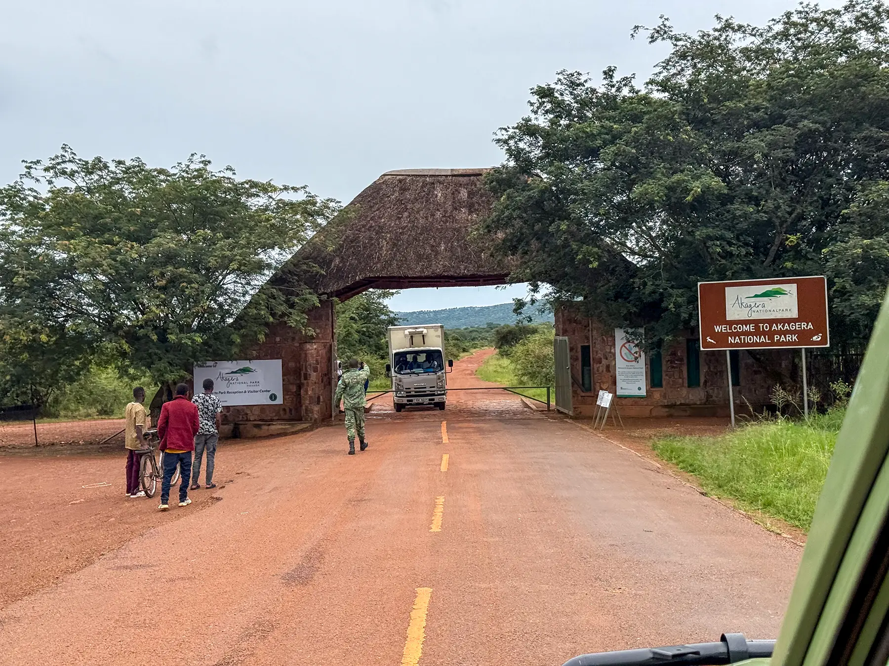 The thatched entrance gate at Akagera National Park, Rwanda